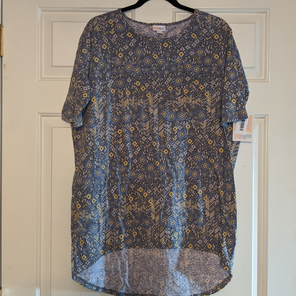 NWT LLR tunic top in XS with blue/yellow pattern